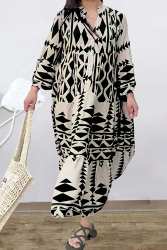 Bohemian Printed Shirt Long Sleeved Dress