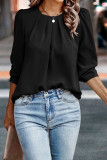 Round Neck Pleated Long Sleeved Shirts