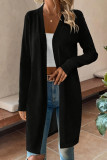 Solid Color Long Sleeved Knitted Cardigan