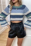 Round Neck Hollow Knitted Pullover Sweater