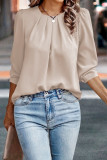 Round Neck Pleated Long Sleeved Shirts