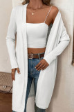 Solid Color Long Sleeved Knitted Cardigan