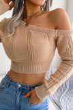 Off Shoulder Knitted Long Sleeved Sweater