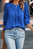 Round Neck Pleated Long Sleeved Shirts