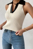 Knitted Pullover Sleeveless Polo Shirt