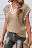 V-Neck Sleeveless Contrast Vest Sweater