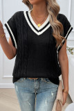 V-Neck Sleeveless Contrast Vest Sweater
