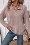 Striped Zipper Long Sleeved Sweatshirt