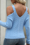 Solid Color Off Shoulder Knitted Sweater