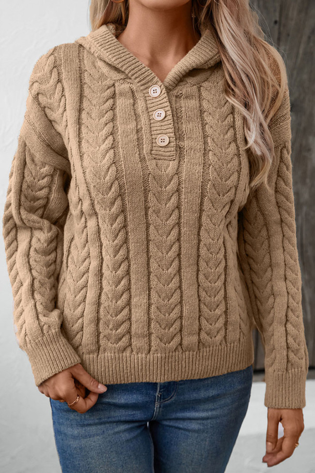 Solid Color Knitting Fried Dough Twists Sweater