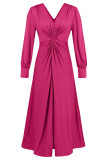 Long Sleeved Slit French Long Sleeved Dress