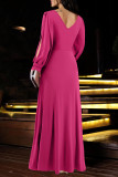 Long Sleeved Slit French Long Sleeved Dress