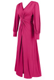Long Sleeved Slit French Long Sleeved Dress