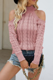Half High Neck Knitted Solid Color Sweater