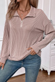 Striped Zipper Long Sleeved Sweatshirt