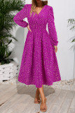 V-Neck Sequined Banquet Long Sleeve Dress
