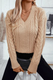 V-Neck Loose Solid Color Knitted Sweater