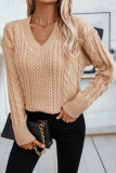 V-Neck Loose Solid Color Knitted Sweater