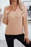 V-Neck Loose Solid Color Knitted Sweater