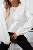 Round Neck Loose Solid Color Hollow Sweater