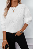 Round Neck Loose Solid Color Hollow Sweater