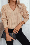 V-Neck Loose Solid Color Knitted Sweater