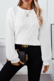 Round Neck Loose Solid Color Hollow Sweater