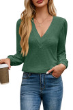 V-Neck Solid Color Long Sleeve T-Shirts