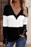 V-Neck Button Llong Sleeved T-Shirts
