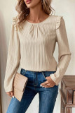 Round Neck Lotus Leaf Long Sleeve Shirt