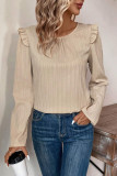 Round Neck Lotus Leaf Long Sleeve Shirt