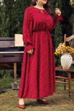 Large Size Polka Dot Loose Long Sleeved Dress