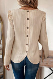 Round Neck Lotus Leaf Long Sleeve Shirt