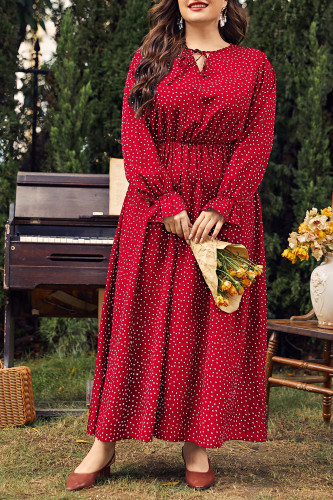 Large Size Polka Dot Loose Long Sleeved Dress