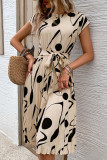 Geometric Pattern Printed Pleated Dress
