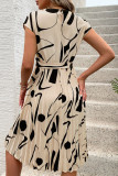 Geometric Pattern Printed Pleated Dress