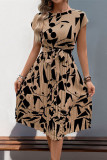Geometric Pattern Printed Pleated Dress