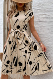 Geometric Pattern Printed Pleated Dress