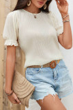 Round Neck Ruffled Short Sleeved Shirt