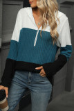 Loose Zipper Hooded Long Sleeved Top