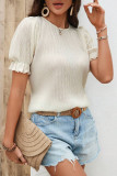 Round Neck Ruffled Short Sleeved Shirt