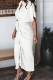 V-Neck Short Sleeved Button Up Dress