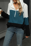 Loose Zipper Hooded Long Sleeved Top