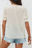 Round Neck Ruffled Short Sleeved Shirt