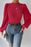 Swiss Dot Round Neck Long Sleeved Top