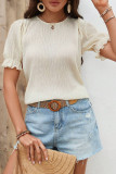Round Neck Ruffled Short Sleeved Shirt