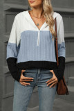 Loose Zipper Hooded Long Sleeved Top