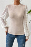 Swiss Dot Round Neck Long Sleeved Top