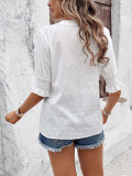 Bubble Sleeve Solid Color Loose T-Shirt