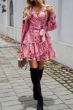Elegant Temperament V-Neck Printed Dress